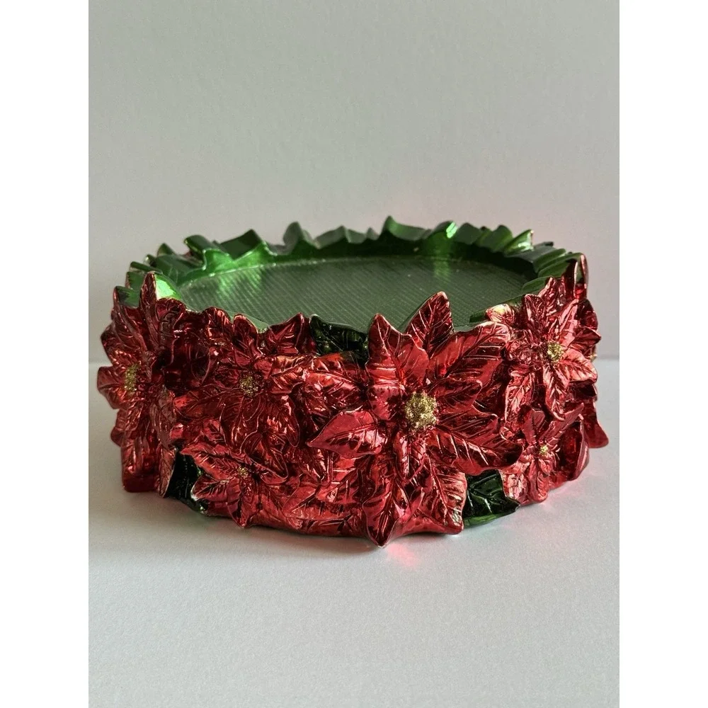 HomeWorx by Harry Slatkin Holiday Poinsettia Christmas Candle Holder Pedestal
